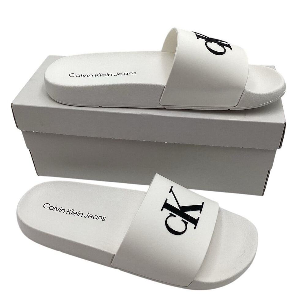 Calvin Klein Unisex Slide Sandals White Size 10M Casual Summer